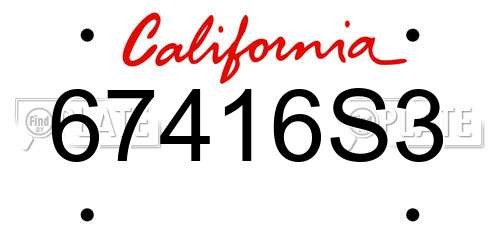 67416S3 California License Plate