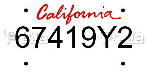 67419Y2 California License Plate