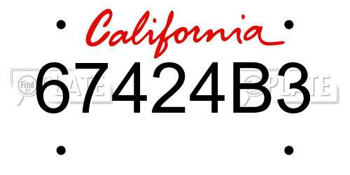 67424B3 California License Plate