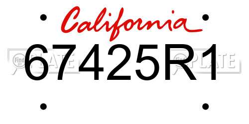 67425R1 California License Plate
