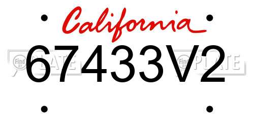 67433V2 California License Plate