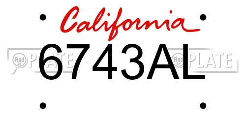 6743AL California License Plate