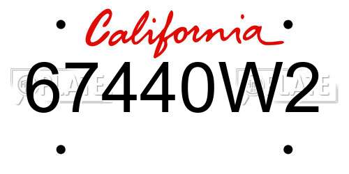 67440W2 California License Plate