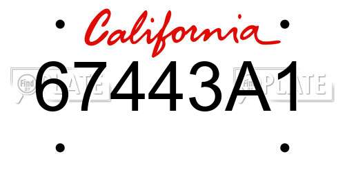 67443A1 California License Plate