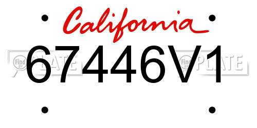 67446V1 California License Plate