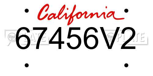 67456V2 California License Plate
