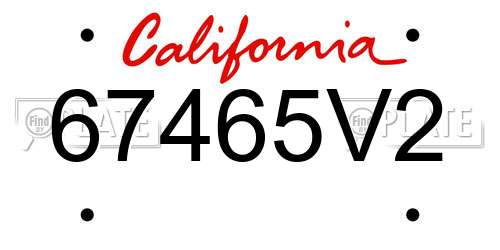 67465V2 California License Plate