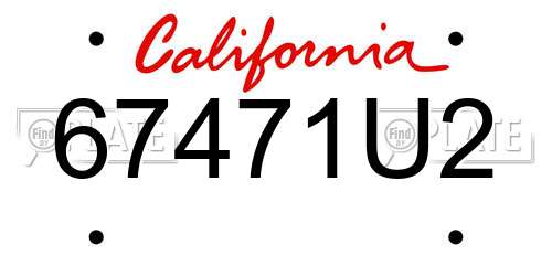 67471U2 California License Plate