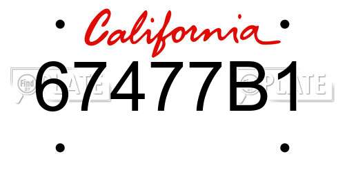 67477B1 California License Plate