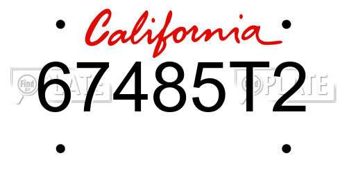 67485T2 California License Plate