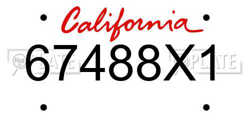 67488X1 California License Plate