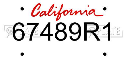 67489R1 California License Plate