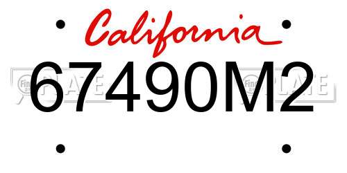 67490M2 California License Plate