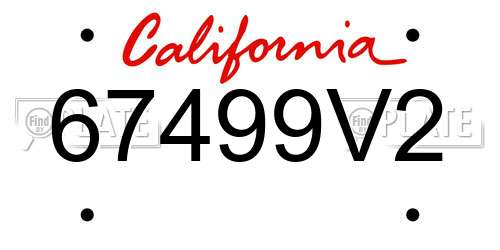 67499V2 California License Plate