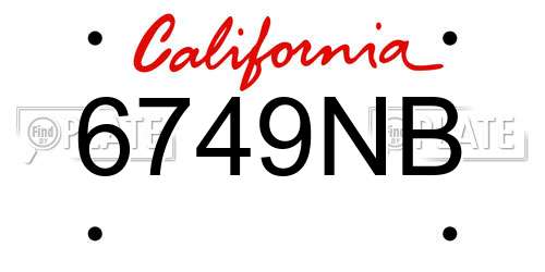 6749NB California License Plate