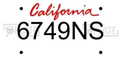 6749NS California License Plate