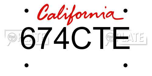 674CTE California License Plate