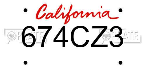 674CZ3 California License Plate