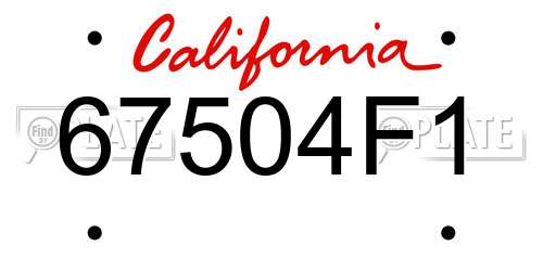 67504F1 California License Plate