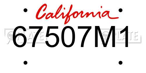 67507M1 California License Plate