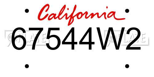 67544W2 California License Plate