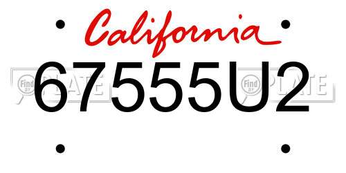 67555U2 California License Plate