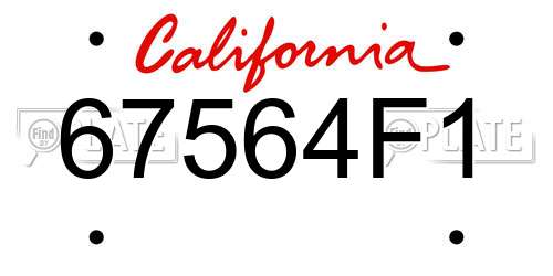 67564F1 California License Plate