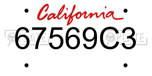67569C3 California License Plate