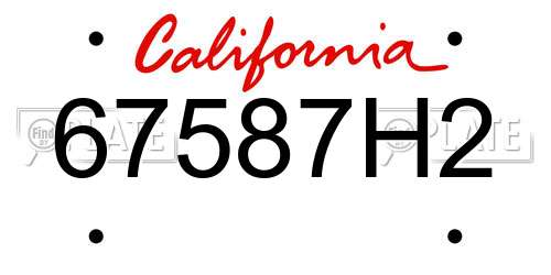 67587H2 California License Plate