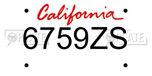 6759ZS California License Plate