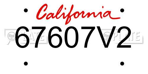 67607V2 California License Plate