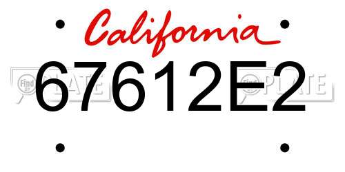 67612E2 California License Plate