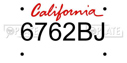 6762BJ California License Plate