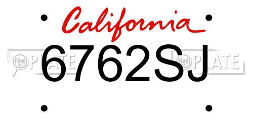 6762SJ California License Plate