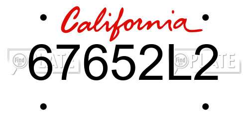 67652L2 California License Plate