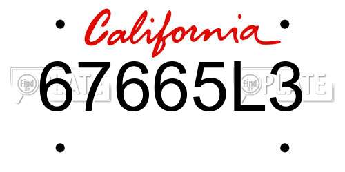 67665L3 California License Plate