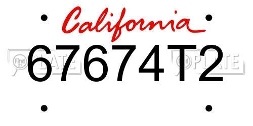 67674T2 California License Plate