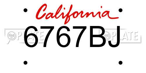 6767BJ California License Plate