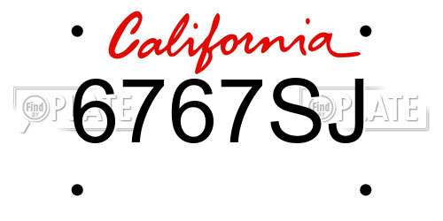 6767SJ California License Plate