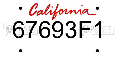 67693F1 California License Plate