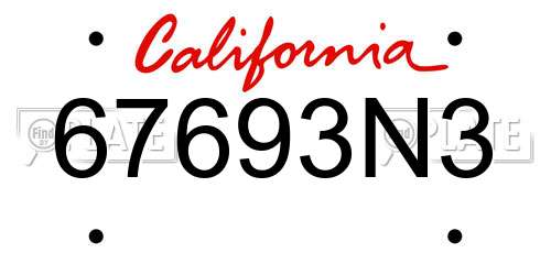 67693N3 California License Plate