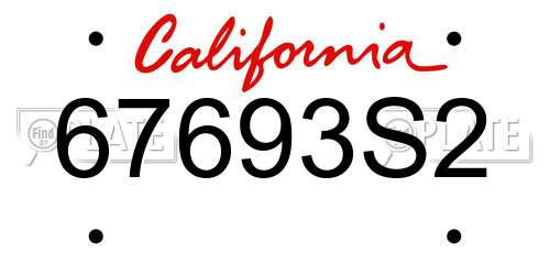 67693S2 California License Plate