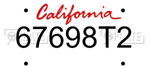 67698T2 California License Plate
