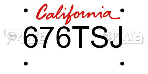 676TSJ California License Plate