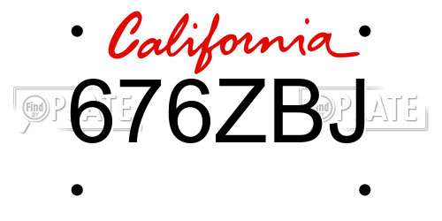 676ZBJ California License Plate