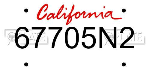 67705N2 California License Plate