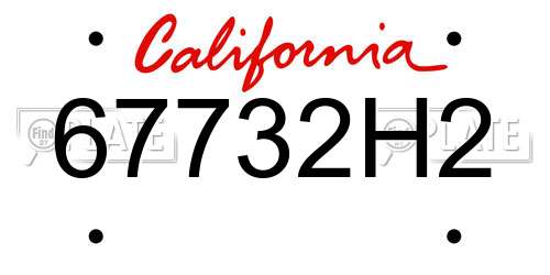 67732H2 California License Plate