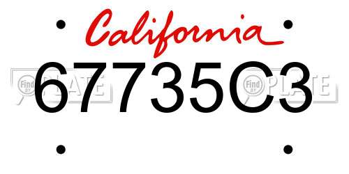 67735C3 California License Plate