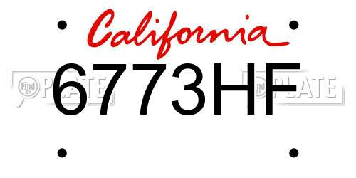 6773HF California License Plate