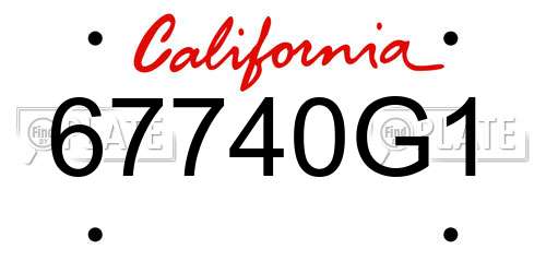 67740G1 California License Plate